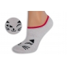 Ružové krátke ponožky s tvárou mačky