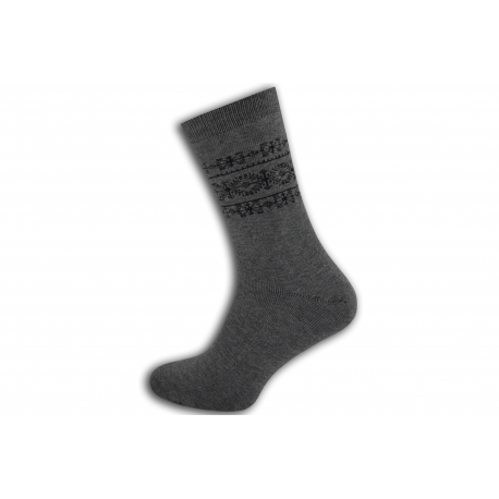 Sivé teplé ponožky so vzorom