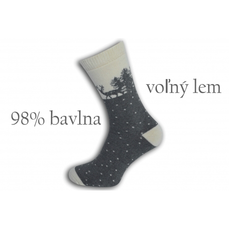 98%-né bavlnené teplé ponožky - sivé