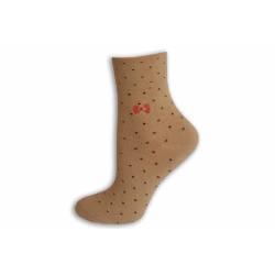 Zdravotné dámske ponožky s bodkami - prírodné