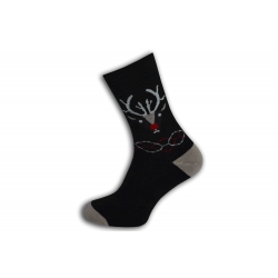 Teplé čierne ponožky s jeleňom