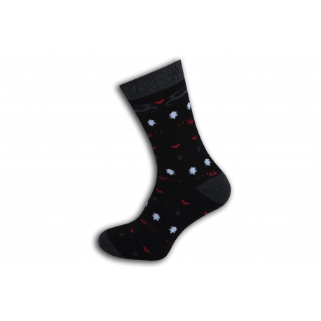 Výnimočné teplé vzorované teplé ponožky - čierne