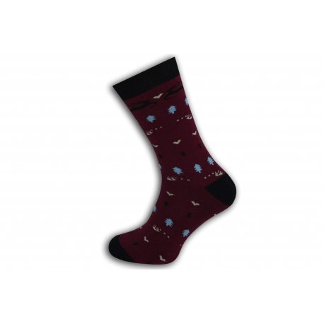 Výnimočné teplé vzorované teplé ponožky - bordové