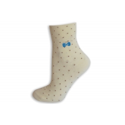 Zdravotné dámske ponožky s bodkami - smotanové