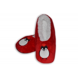 Červené nízke papuče s tučniakom