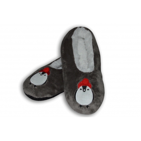 Hnedé nízke papuče s tučniakom