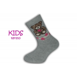 Sivé teplé detské ponožky s mackom