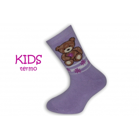 Fialové termo detské ponožky s mackom