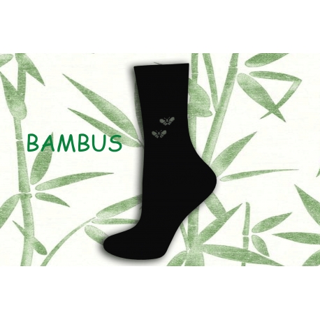 Čierne bambusové ponožky s motýľmi