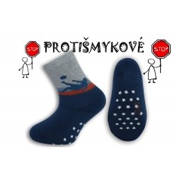 Protišmykové modré teplé detské ponožky
