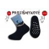 Protišmykové tm.modré teplé detské ponožky