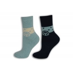 Teplučké vlnené ponožky s angorou. Bl.modré+tm.modré