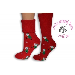 Vianočné červené ponožky s extra lemom