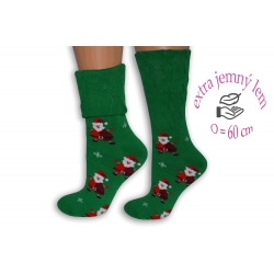 OBVOD 60 cm. Vianočné zelené ponožky s extra lemom