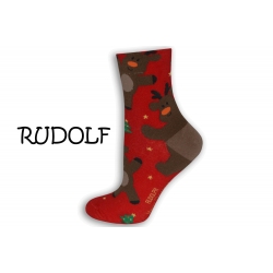 RUDOLF. Červené vianočné ponožky