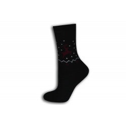 Čierne jemné vlnené ponožky s jeleňom