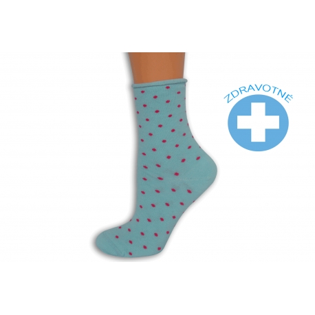 Tyrkysové zdravotné ponožky s bodkami