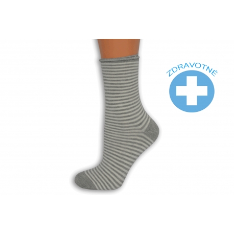 Sivé zdravotné ponožky s pásikom