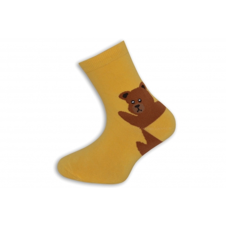 Žlté detské ponožky s medvedíkom