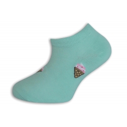 Tyrkysové detské nízke ponožky so zmrzlinkou