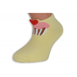 Žlté detské ponožky so srdiečkom na muffinke
