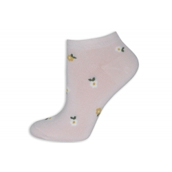 Ružové jemné ponožky s kvetinkami