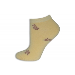 Žlté jemné ponožky s kvetinkami