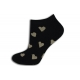 Čierne krátke ponožky so zlatými srdiečkami