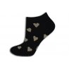 Čierne krátke ponožky so zlatými srdiečkami