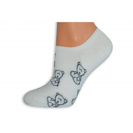 Biele extra krátke ponožky s mackom