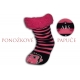 Ružové ponožkové papuče s pásikami a opicou