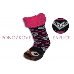 Čierno-ružové ponožky so sovou