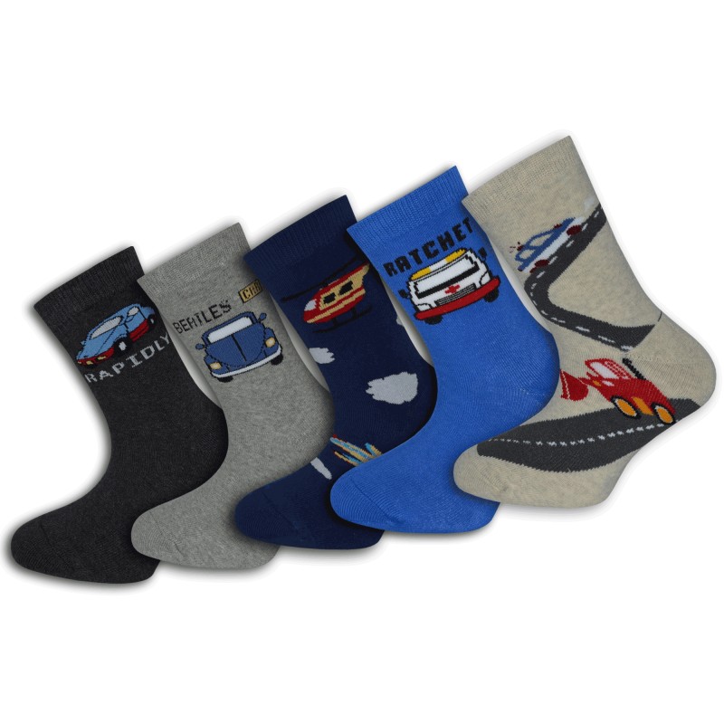Chlapčenské teplé ponožky s autami. 5-párov