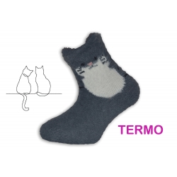 Mačičkové huňaté teplé ponožky - šedé