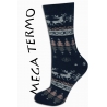Mega termo ponožky s jeleňmi - modré
