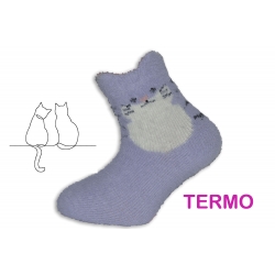 Mačičkové huňaté teplé ponožky - fialové