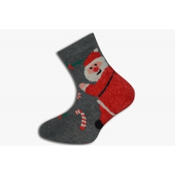 Šedé vianočné ponožky s Mikulášom