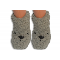 Detské sivé huňaté protišmykové ponožky
