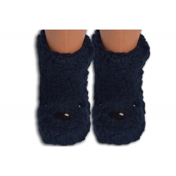 Detské modré huňaté protišmykové ponožky