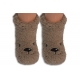Detské hnedé huňaté protišmykové ponožky