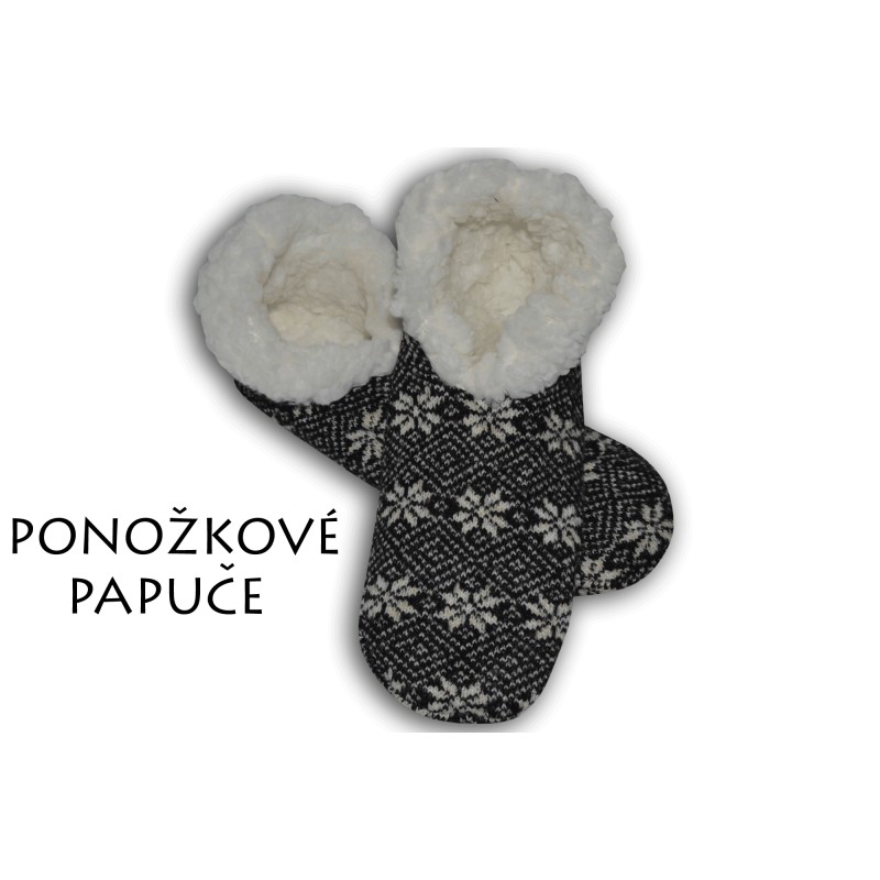 IBA 43-47! Pánske čierne ponožkové papuče s vločkami