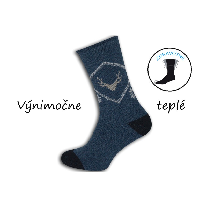 Vianočné modré ponožky s jeleňom