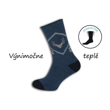 Vianočné modré ponožky s jeleňom