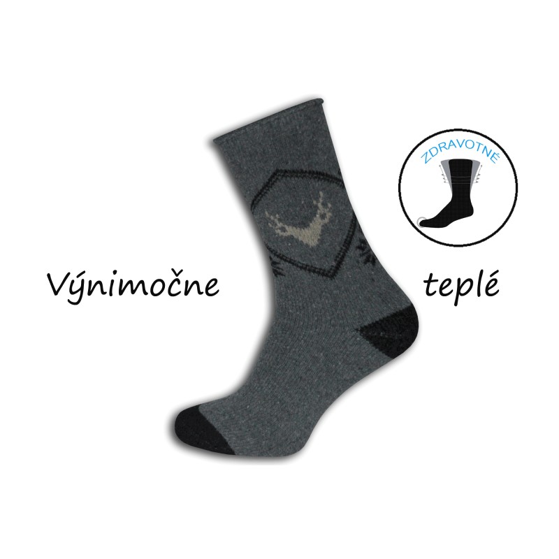 Vianočné sivé ponožky s jeleňom