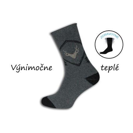 Vianočné sivé ponožky s jeleňom