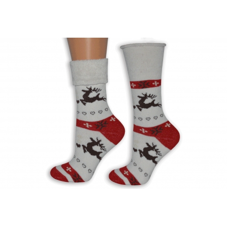 Biele vianočné ponožky s jeleňom