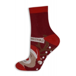 Dámske teplé vianočné ponožky - so sobom