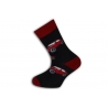 Červeno čierne teplé detské ponožky s autom