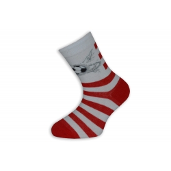Červeno biele ponožky s futbalom
