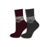 Bordové+šedé. Vlnené dámske ponožky.